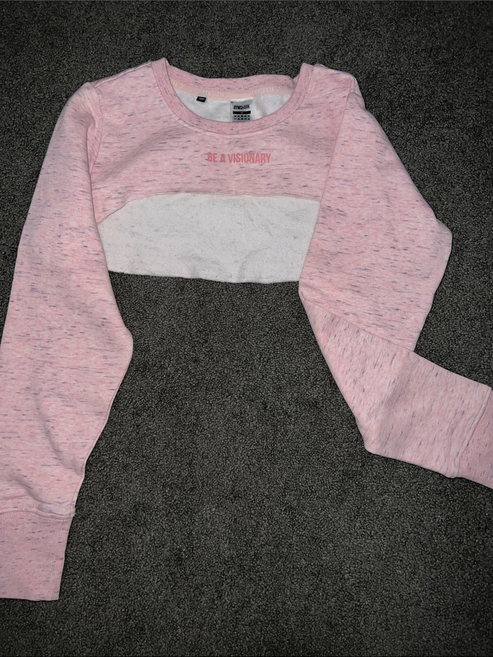 Gymshark Girls' Pink and White Colorblock Cropped Sweatshirt